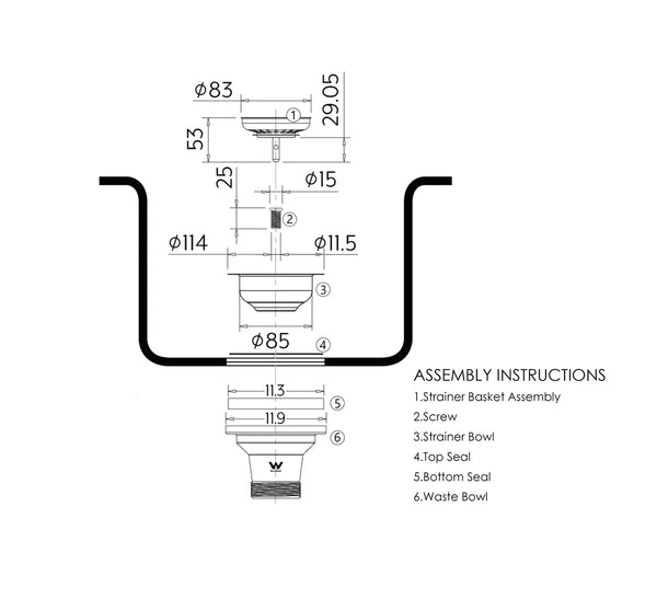 KITCHEN SINK WASTE FOR GRANITE SINK, BUTLER SINK & STAINLESS STEEL SINK CHROME AND COLOURS