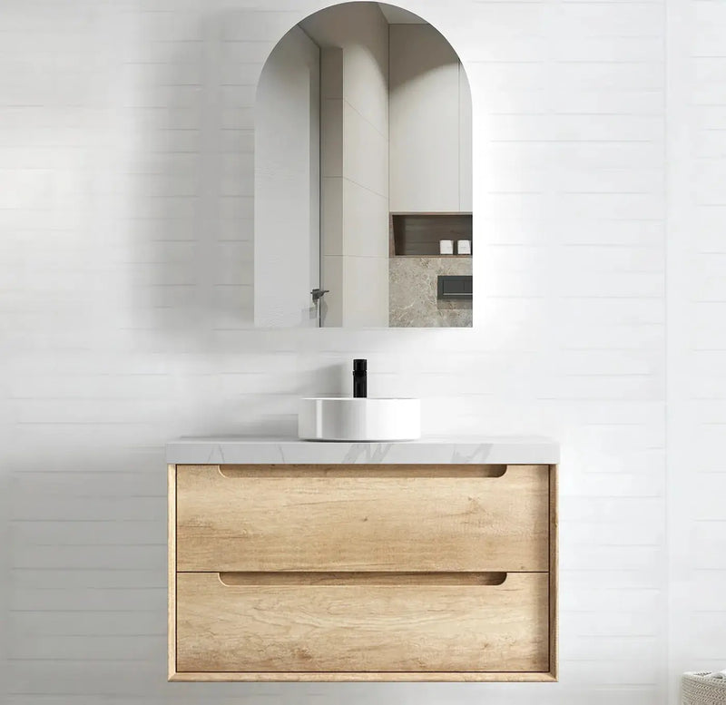 NATURAL OAK BYRON 900MM WALL HUNG VANITY FIL Kitchen Bathroom