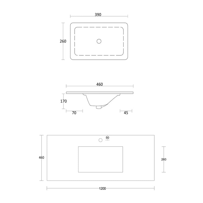SATIN BLACK HAMPTON MARK II 1200MM WALL HUNG VANITY FIL Kitchen Bathroom
