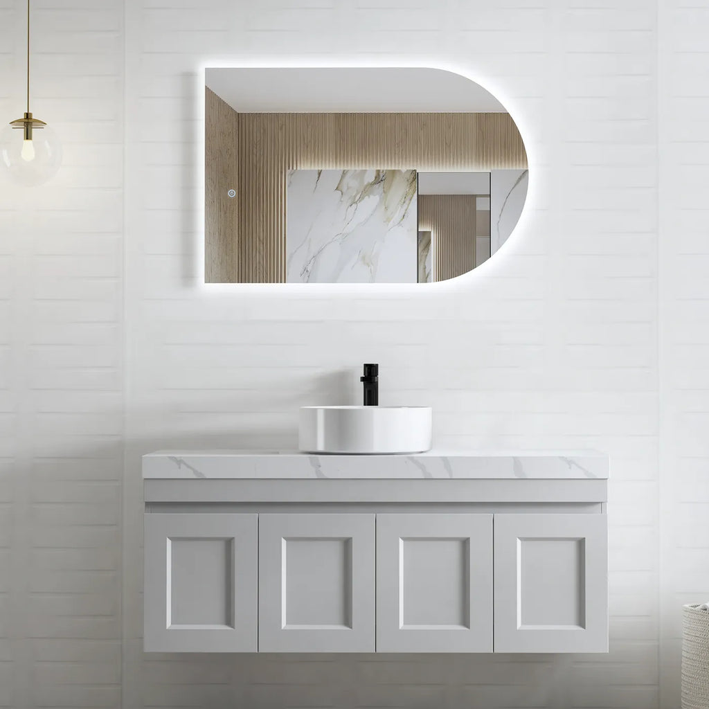 SATIN LIGHT GREY HAMPTON MARK II 1200MM WALL HUNG VANITY