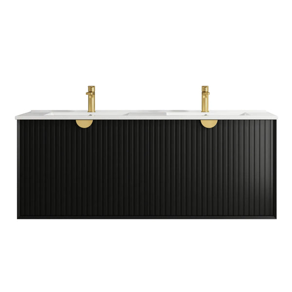 MATTE BLACK MARLO 1500MM DOUBLE BOWL WALL HUNG VANITY