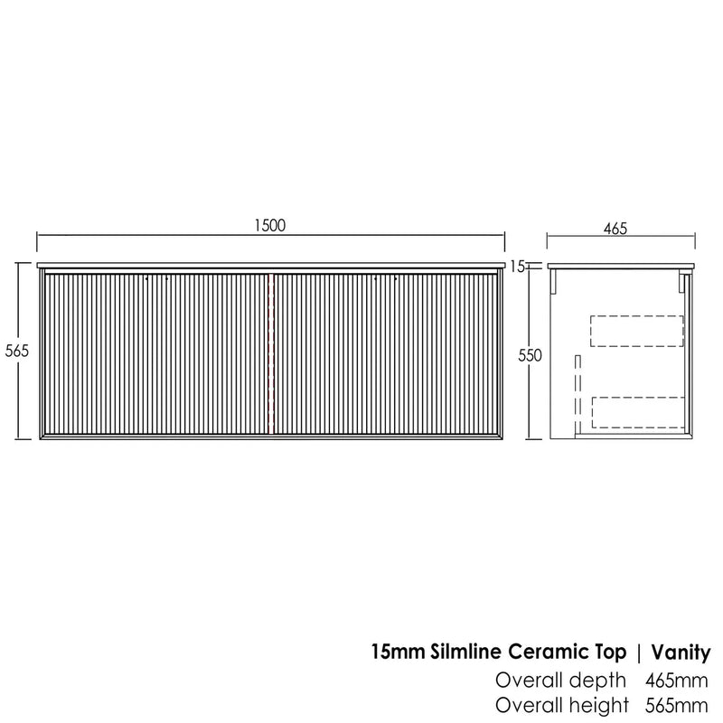 MATTE BLACK MARLO 1500MM DOUBLE BOWL WALL HUNG VANITY FIL Kitchen Bathroom