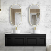SATIN BLACK HAMPTON MARK II 1500MM DOUBLE BOWL WALL HUNG VANITY FIL Kitchen Bathroom