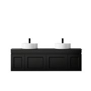 SATIN BLACK HAMPTON MARK II 1500MM DOUBLE BOWL WALL HUNG VANITY FIL Kitchen Bathroom