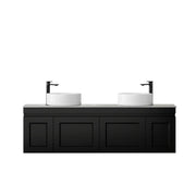 SATIN BLACK HAMPTON MARK II 1500MM DOUBLE BOWL WALL HUNG VANITY FIL Kitchen Bathroom