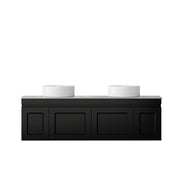 SATIN BLACK HAMPTON MARK II 1500MM DOUBLE BOWL WALL HUNG VANITY FIL Kitchen Bathroom