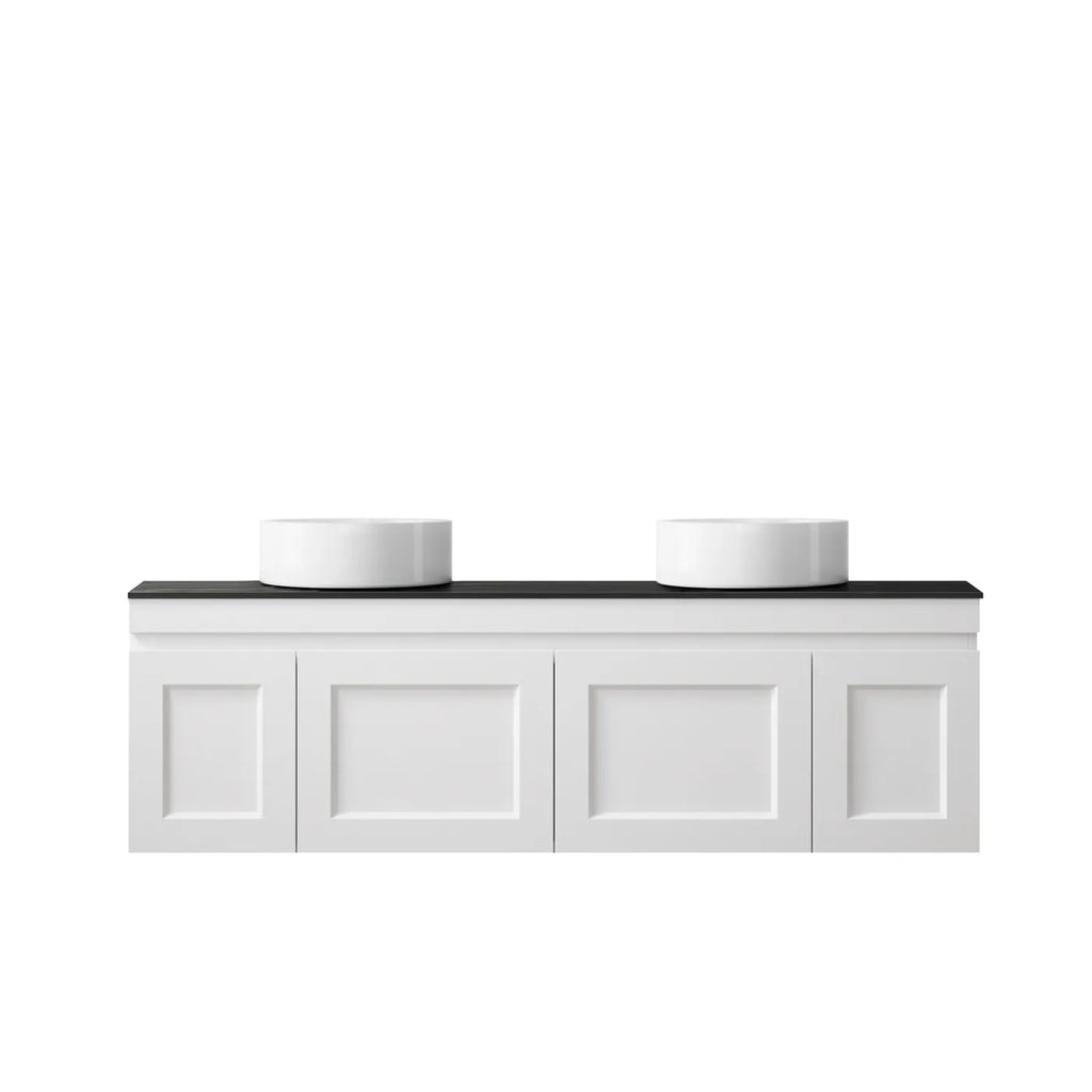 SATIN WHITE HAMPTON MARK II 1500MM DOUBLE BOWL WALL HUNG VANITY