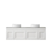 SATIN WHITE HAMPTON MARK II 1500MM DOUBLE BOWL WALL HUNG VANITY FIL Kitchen Bathroom
