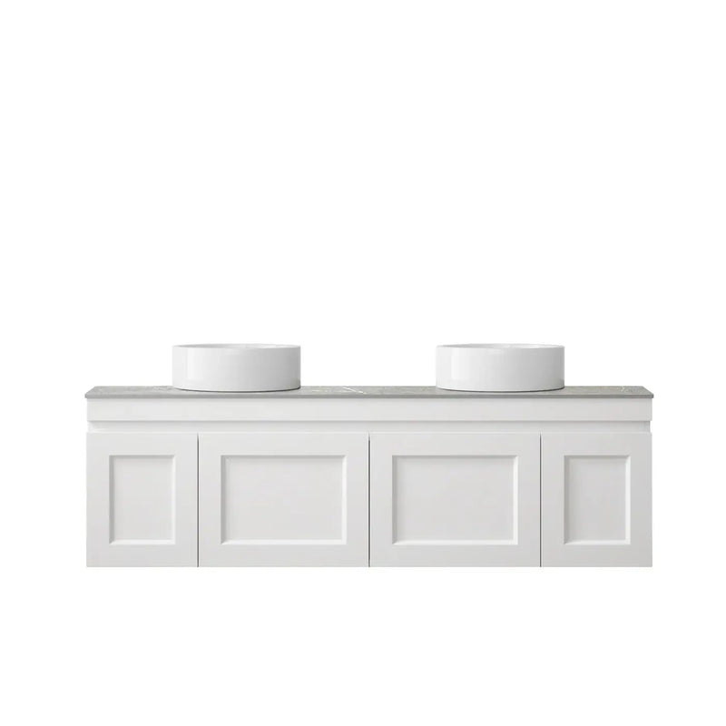 SATIN WHITE HAMPTON MARK II 1500MM DOUBLE BOWL WALL HUNG VANITY FIL Kitchen Bathroom