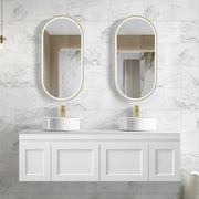 SATIN WHITE HAMPTON MARK II 1500MM DOUBLE BOWL WALL HUNG VANITY FIL Kitchen Bathroom