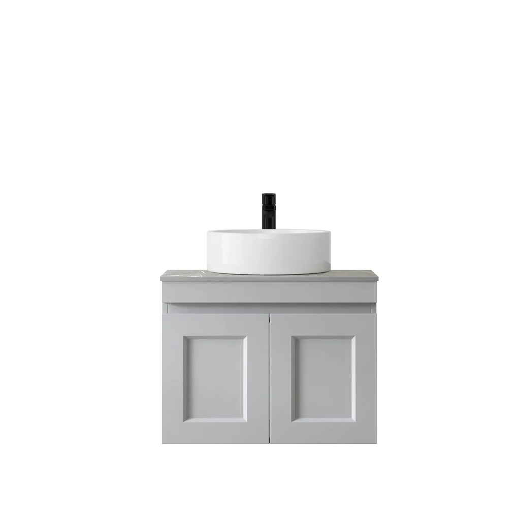 SATIN LIGHT GREY HAMPTON MARK II 600MM WALL HUNG VANITY