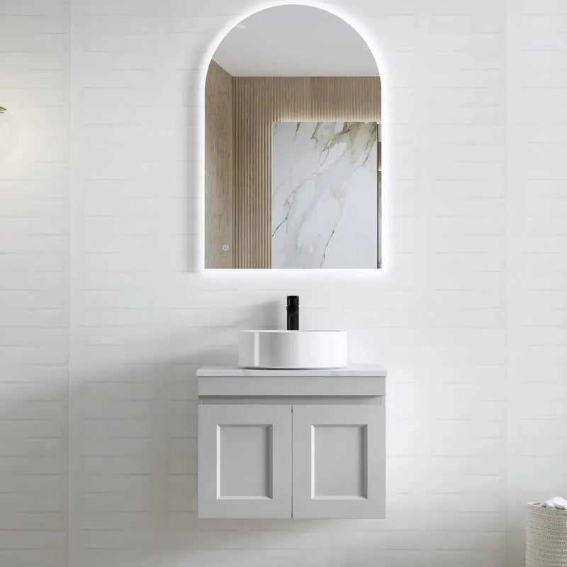 SATIN LIGHT GREY HAMPTON MARK II 600MM WALL HUNG VANITY FIL Kitchen Bathroom