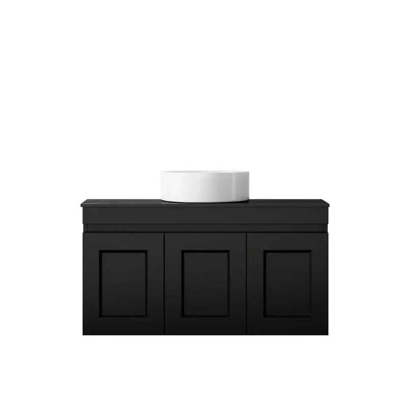 SATIN BLACK HAMPTON MARK II 900MM WALL HUNG VANITY FIL Kitchen Bathroom
