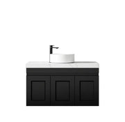 SATIN BLACK HAMPTON MARK II 900MM WALL HUNG VANITY FIL Kitchen Bathroom