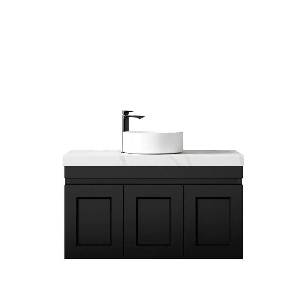 SATIN BLACK HAMPTON MARK II 900MM WALL HUNG VANITY