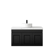SATIN BLACK HAMPTON MARK II 900MM WALL HUNG VANITY FIL Kitchen Bathroom