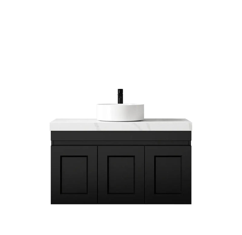 SATIN BLACK HAMPTON MARK II 900MM WALL HUNG VANITY FIL Kitchen Bathroom