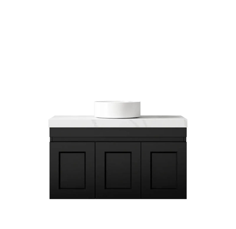 SATIN BLACK HAMPTON MARK II 900MM WALL HUNG VANITY FIL Kitchen Bathroom