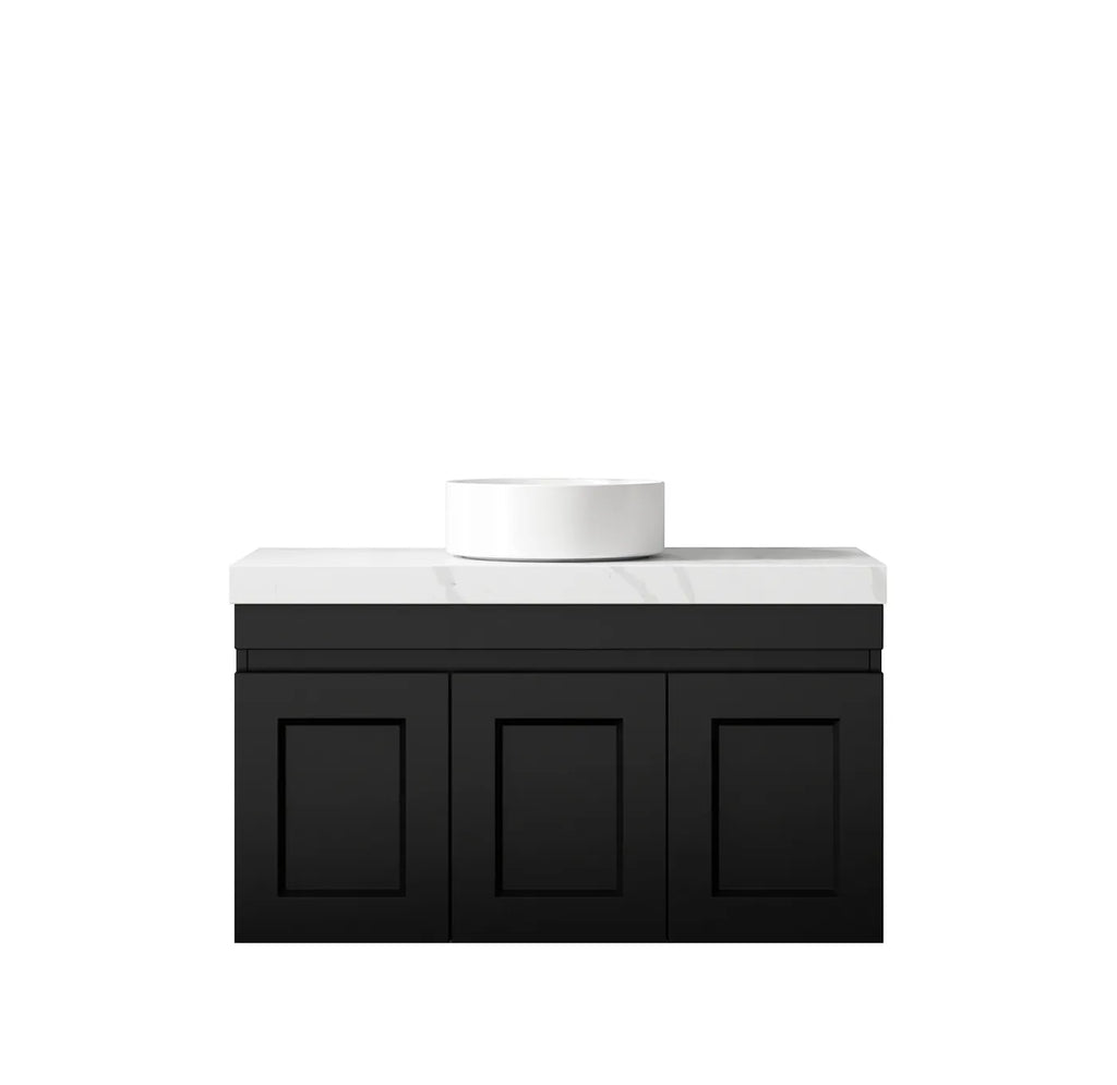 SATIN BLACK HAMPTON MARK II 900MM WALL HUNG VANITY