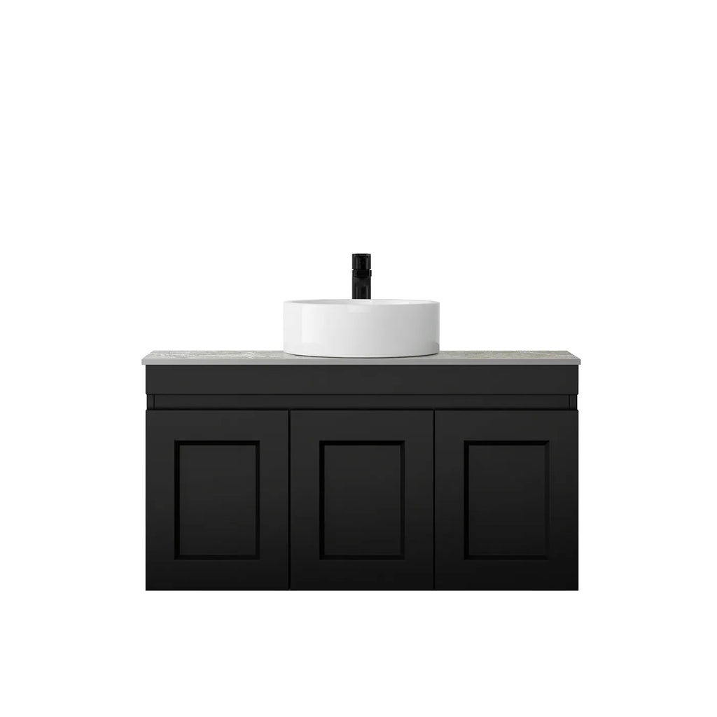 SATIN BLACK HAMPTON MARK II 900MM WALL HUNG VANITY