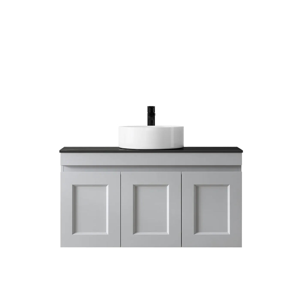 SATIN LIGHT GREY HAMPTON MARK II 900MM WALL HUNG VANITY