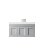 SATIN LIGHT GREY HAMPTON MARK II 900MM WALL HUNG VANITY FIL Kitchen Bathroom