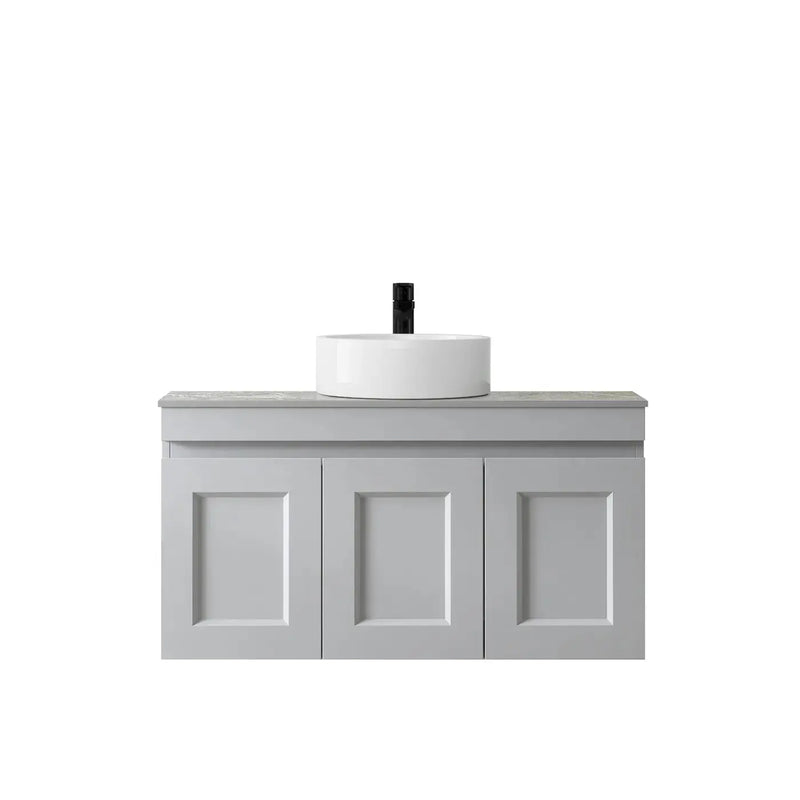 SATIN LIGHT GREY HAMPTON MARK II 900MM WALL HUNG VANITY FIL Kitchen Bathroom
