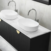 MATTE BLACK MARLO 1500MM DOUBLE BOWL WALL HUNG VANITY FIL Kitchen Bathroom