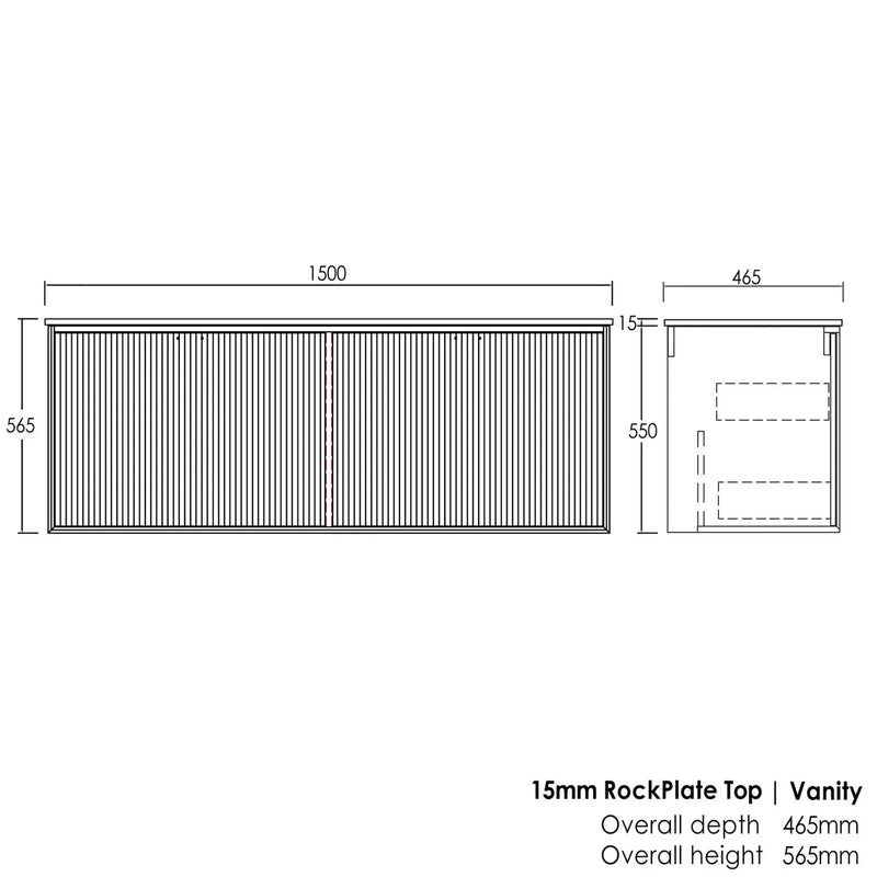 MATTE BLACK MARLO 1500MM DOUBLE BOWL WALL HUNG VANITY FIL Kitchen Bathroom