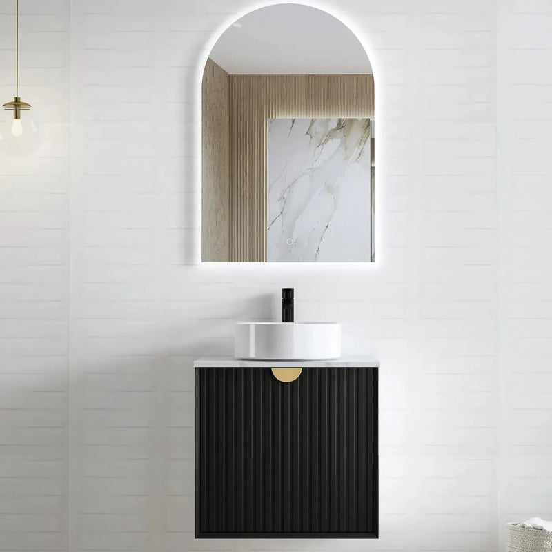 MATTE BLACK MARLO 600MM WALL HUNG VANITY FIL Kitchen Bathroom
