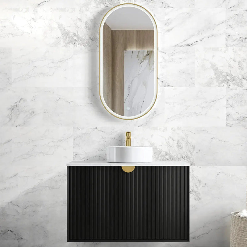MATTE BLACK MARLO 900MM WALL HUNG VANITY FIL Kitchen Bathroom