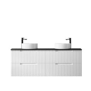SATIN WHITE NOOSA 1500MM WALL HUNG DOUBLE BASIN VANITY FIL Kitchen Bathroom