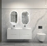 SATIN WHITE NOOSA 1500MM WALL HUNG DOUBLE BASIN VANITY FIL Kitchen Bathroom