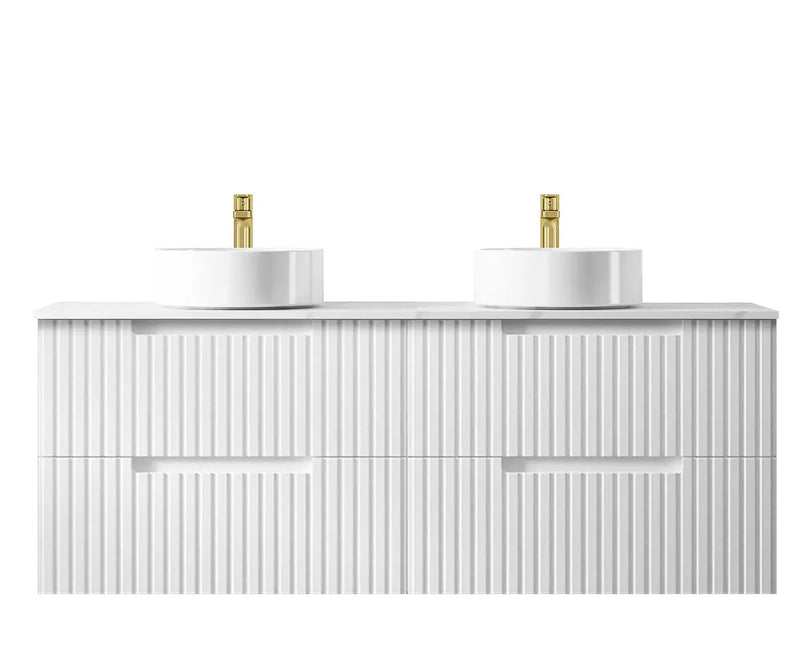 SATIN WHITE NOOSA 1500MM WALL HUNG DOUBLE BASIN VANITY FIL Kitchen Bathroom