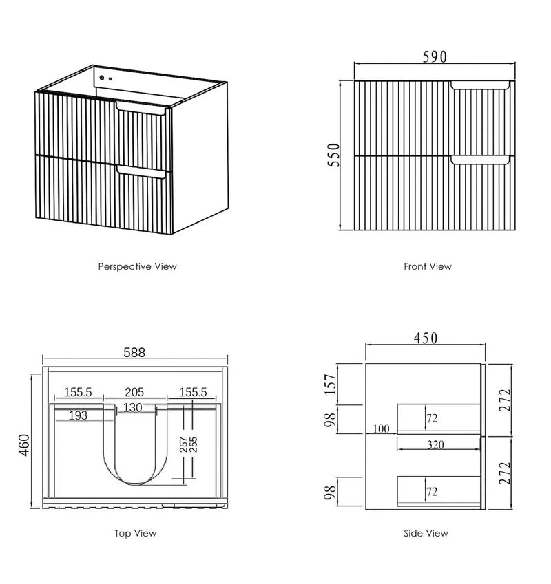 SATIN WHITE NOOSA 600MM WALL HUNG VANITY FIL Kitchen Bathroom