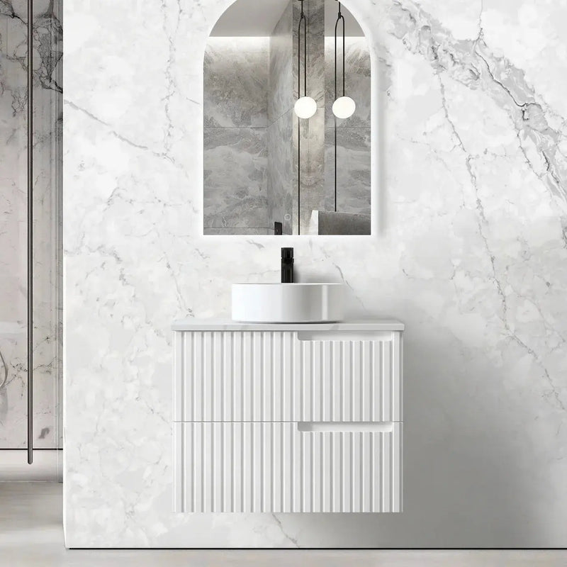 SATIN WHITE NOOSA 750MM WALL HUNG VANITY FIL Kitchen Bathroom