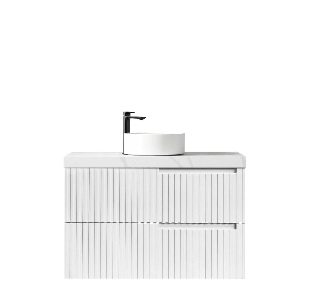 SATIN WHITE NOOSA 900MM WALL HUNG VANITY