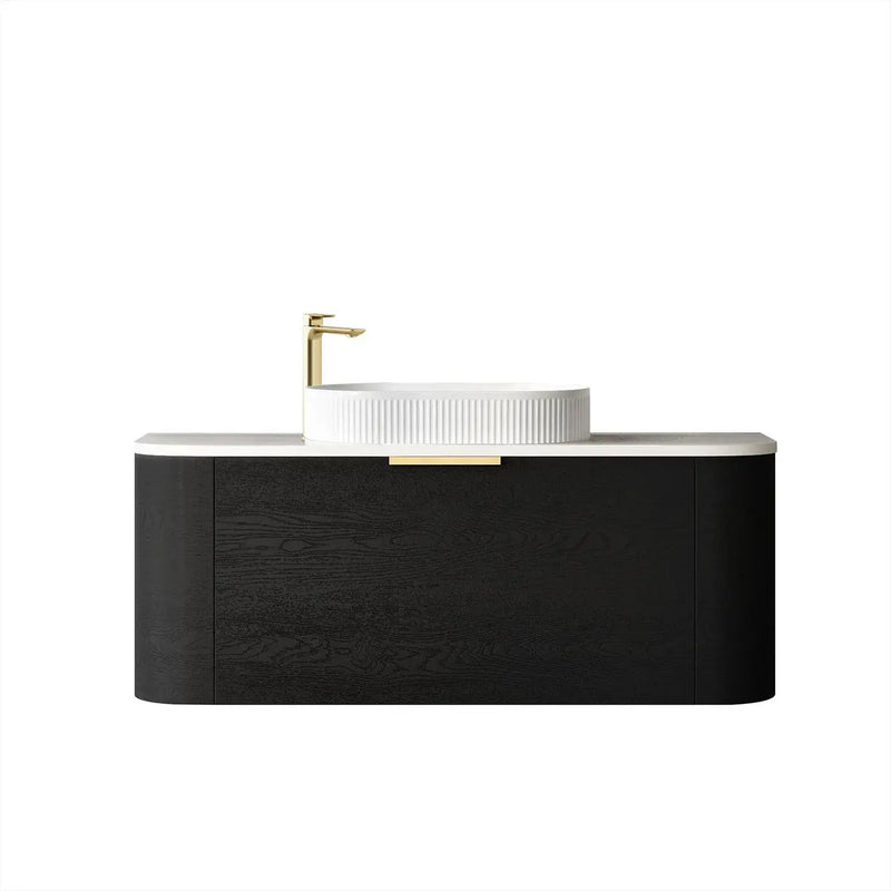BONDI BLACK OAK 1200X460 CURVE VANITY FIL Kitchen Bathroom