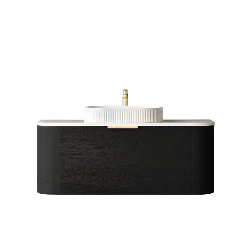 BONDI BLACK OAK 1200X460 CURVE VANITY FIL Kitchen Bathroom