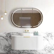 BONDI SATIN WHITE FLUTED 1200X460 CURVE VANITY FIL Kitchen Bathroom