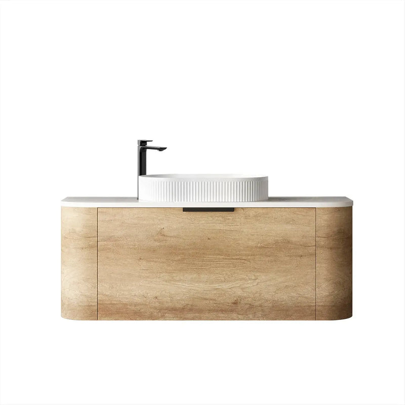 BONDI NATURAL OAK 1200X460 CURVE VANITY FIL Kitchen Bathroom