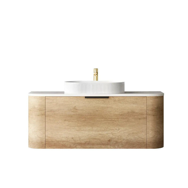BONDI NATURAL OAK 1200X460 CURVE VANITY FIL Kitchen Bathroom