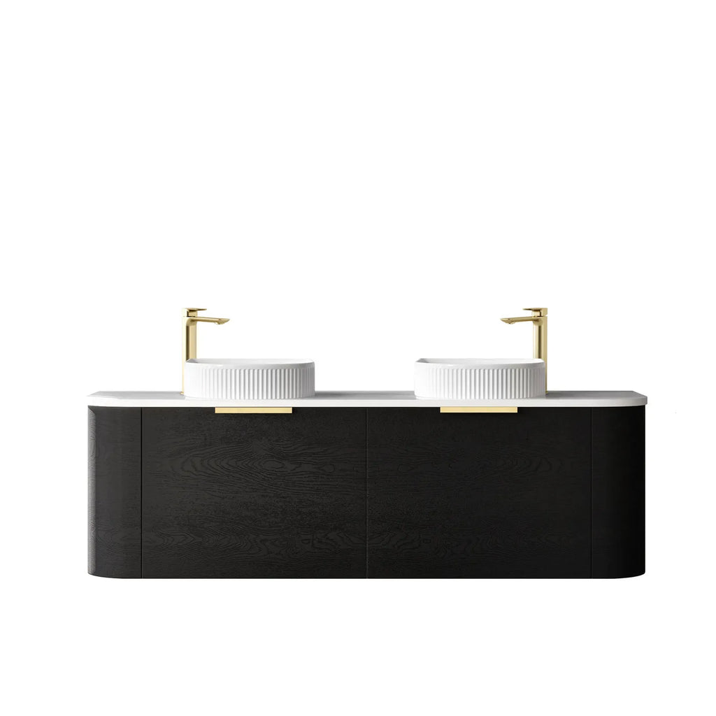 BONDI BLACK OAK 1500X460 CURVE VANITY