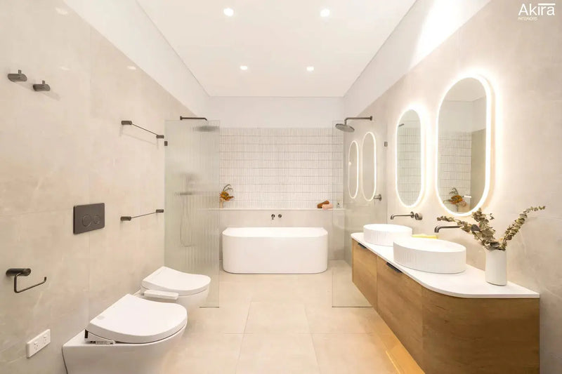 BONDI NATURAL OAK 1500X460 CURVE VANITY FIL Kitchen Bathroom