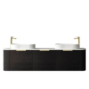 BONDI BLACK OAK 1800X460 CURVE VANITY FIL Kitchen Bathroom
