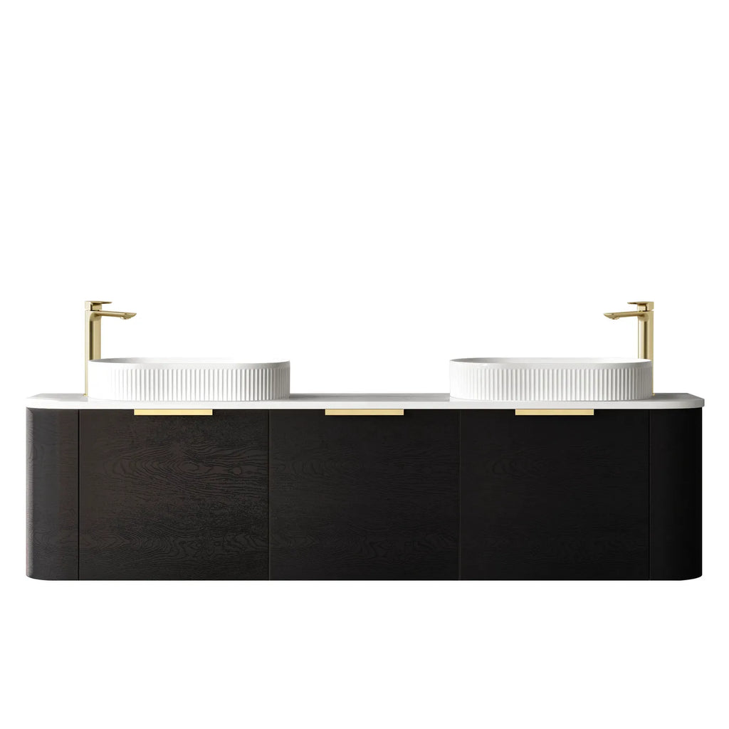 BONDI BLACK OAK 1800X460 CURVE VANITY