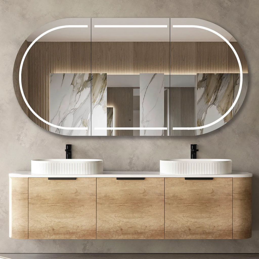 BONDI NATURAL OAK 1800X460 CURVE VANITY