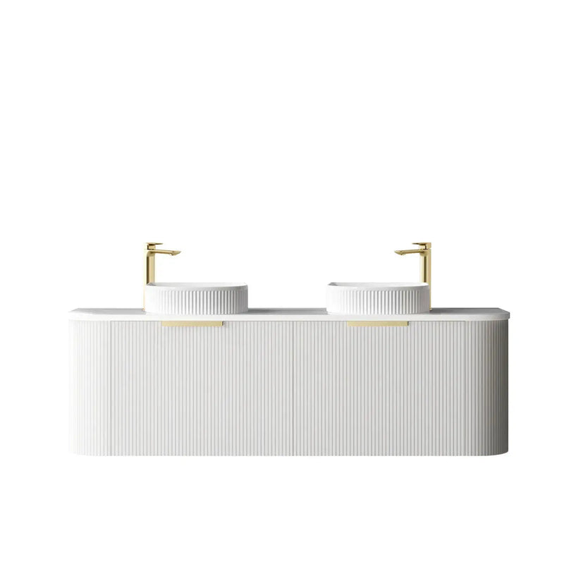 BONDI SATIN WHITE FLUTED 1500X460 CURVE VANITY FIL Kitchen Bathroom