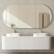 BONDI SATIN WHITE FLUTED 1800X460 CURVE VANITY FIL Kitchen Bathroom