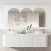BONDI SATIN WHITE FLUTED 1800X460 CURVE VANITY FIL Kitchen Bathroom